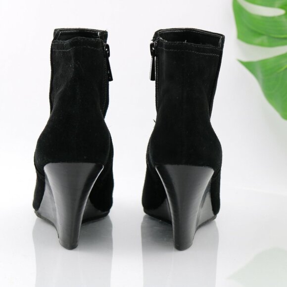 Vince Camuto Womens Zandra Boot Size 8 Black Suede Bootie Wedge Heel Elegant - Picture 6 of 12
